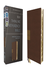 Niv, Thinline Reference Bible (Deep Study at a Portable Size), Leathersoft, Brown, Red Letter, Thumb Indexed, Comfort Print