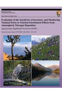 Evaluation of the Sensitivity of Inventory and Monitoring National Parks to Nutrient Enrichment Effects from Atmospheric Nitrogen Deposition