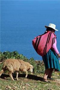 Peruvian Woman Walking by Lake Titicaca Peru South American