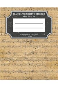 Blank Music Sheet Notebook For Violin