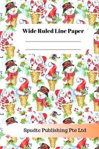 Cute Snowman Theme Wide Ruled Line Paper