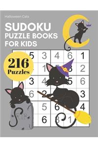 Sudoku Puzzle Books for Kids - Halloween Cat 216 Sudoku Puzzles From Beginner to Advanced Kids Activity Book