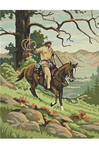 Composition Book Journal: : Vintage Paint-By-Number Pbn Mid Century Retro Western Cowboy Horse Motif Cover, College Ruled Paper, 150 Blank Lined Sheets, 9-3/4 X 7-1/2.