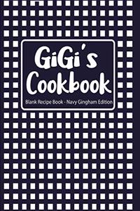 Gigi's Cookbook Blank Recipe Book Navy Gingham Edition
