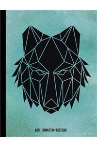 Wolf Composition Notebook - Teal Geometric Wolf - Blank Paper