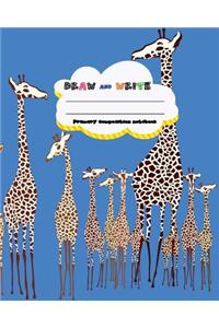 DRAW and WRITE primary composition notebook, 8 x 10 inch 200 page, Giraffe Zoo Blue cover