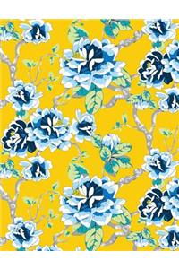 My Big Fat Bullet Journal Blue Tokyo Rose Pattern on Yellow