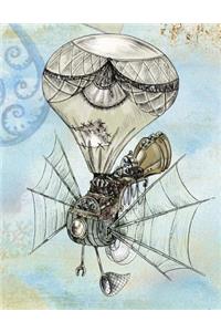 Steampunk Air Balloon Notebook - 4x4 Quad Ruled