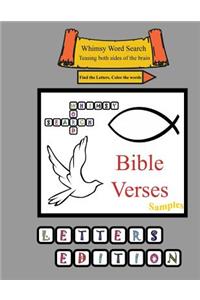 Whimsy Word Search: Bible Verses, Samples Letters: ]teasing Both Sides of the Brain, Find the Letters, Color the Words