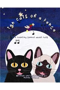 Ten Cats on a Fence