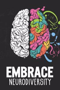 Embrace Neurodiversity Colorful Brain Notebook