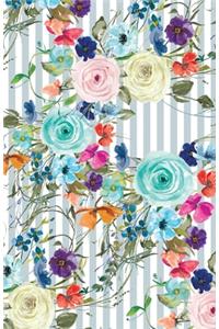 Bullet Journaling Notebook Blue Striped Floral