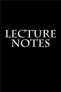 Lecture Notes