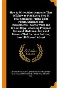 How to Write Advertisements That Sell; How to Plan Every Step in Your Campaign--Using Sales Points, Schemes and Inducements--How to Write and Lay Out Copy--Choosing Prospect Lists and Mediums--Tests and Records That Increase Returns; How 146 Shrewd