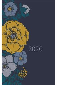 2020 Planner, Grey Floral, 2 days per page, with Islamic Hijri dates