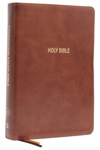 Kjv, Foundation Study Bible, Large Print, Leathersoft, Brown, Red Letter, Thumb Indexed, Comfort Print
