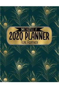 Monthly 2020 Planner Teal Feather