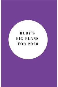 Ruby's Big Plans For 2020 - Notebook/Journal/Diary - Personalised Girl/Women's Gift - Christmas Stocking/Party Bag Filler - 100 lined pages (Purple)