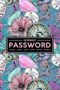 Internet Password Logbook - Journal - Libreta - Cahier - Taccuino - Notizbuch: 100 Page Password Book to Track & Organize Your Computer Logins, Internet Addresses & Usernames: Pink & Purple Seashells 171-4