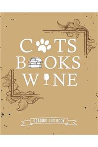 Cats Books Wine Reading Log Book