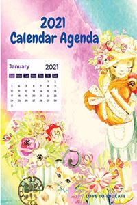 2021 Calendar Agenda - Weekly Planner and Monthly Planner 2021 for to December - Glossy Cover