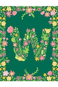 Floral Initial W Monogram Journal