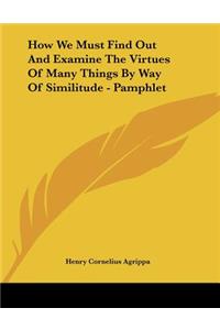 How We Must Find Out And Examine The Virtues Of Many Things By Way Of Similitude - Pamphlet
