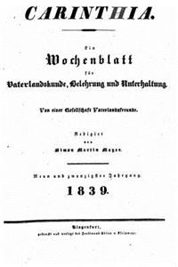 Carinthia. Zeitschrift für Vaterlandskunde, Belehrung und Unterhaltung