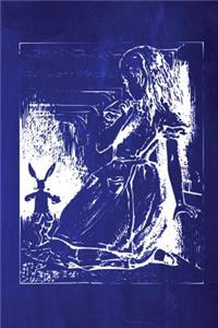 Alice in Wonderland Chalkboard Journal - Alice and The White Rabbit (Blue)
