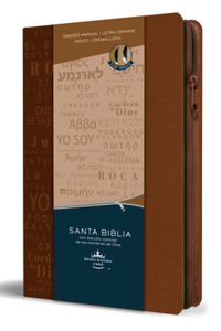 Biblia Rvr 1960 Letra Grande Tamaño Manual Cremallera E Índice Canela Nombres de Dios / Spanish Bible Rv60 Handy Size Large Print Brown Names of God Index Z