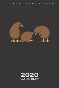 Two Kiwi birds with a Kiwi fruit Calendar 2020