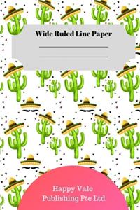 Cute Cactus Theme Wide Ruled Line Paper