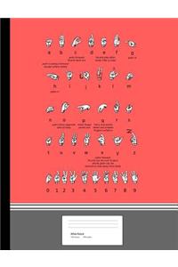Sign Language Alphabet Composition Book Wide Rule