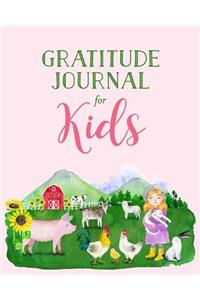 Gratitude Journal for Kids: Girls Farm Animals Cute Pink SOFT Cover, Today I Am Grateful Daily Journaling Notebook for Children, Simple Writing Prompt & Drawing Pages 8x10 Diar