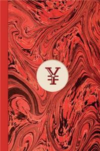 Monogram Symbol Yen Sign Money Management Marble Notebook (Regency Red Edition)