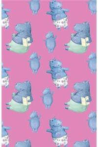 Journal Notebook Cute Hippos Pattern Pink