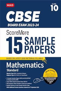 MTG CBSE ScoreMore 15 Sample Question Papers Class 10 Mathematics Standard Book For 2024 Board Exam