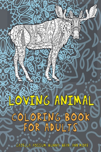 Loving Animal - Coloring Book for adults - Gazella, Possum, Bunny, Bear, and more