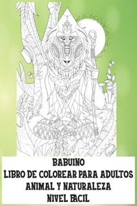 Libro de colorear para adultos - Nivel fácil - Animal y naturaleza - Babuino