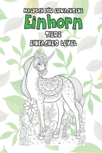 Malbuch für Erwachsene - Einfaches Level - Tiere - Einhorn