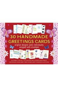 30 Handmade Greetings Cards (Red/Pink Box)