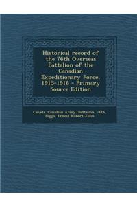 Historical Record of the 76th Overseas Battalion of the Canadian Expeditionary Force, 1915-1916