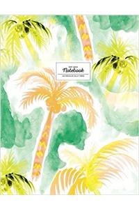 Dot Grid Notebook - Watercolor Palm Trees: Green and Orange, Large (Watercolor Notebook)