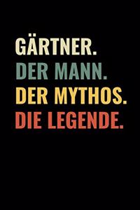 Gärtner. Der Mann. Der Mythos. Die Legende.: A5 Notizbuch PUNKTIERT für Hobby Gärtner - Geschenkidee für Freunde, Papa, Mama, Oma, Opa- Gartenplaner - Garten - Gartenliebhaber - Schrebergarten