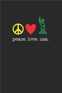 Peace Love USA United States Lover 120 Page Notebook Lined Journal