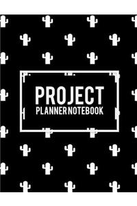 Project Planner Notebook: Black Color Design, 2019 Weekly Monthly Project and Task Organization 8.5 X 11 Project to Do List, Idea Notes, Project Management Notebook