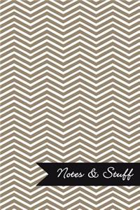 Notes & Stuff - Lined Notebook with Khaki Chevron Pattern Cover