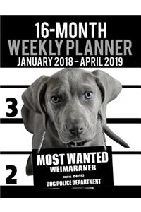 2018-2019 Weekly Planner - Most Wanted Weimaraner