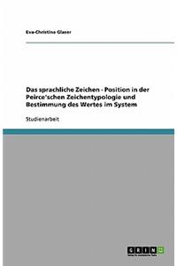 Das sprachliche Zeichen - Position in der Peirce'schen Zeichentypologie und Bestimmung des Wertes im System