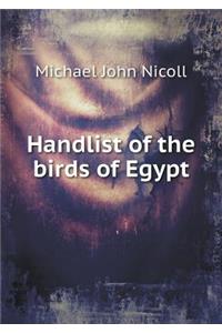 Handlist of the Birds of Egypt